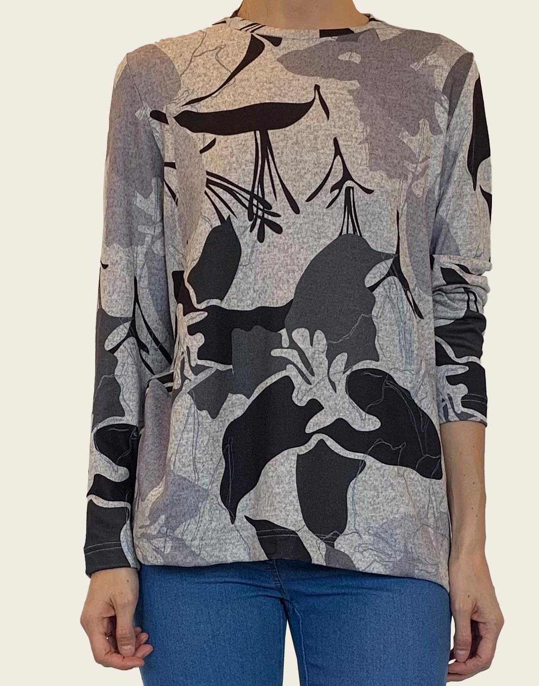 Saco Estampado Flora Gris