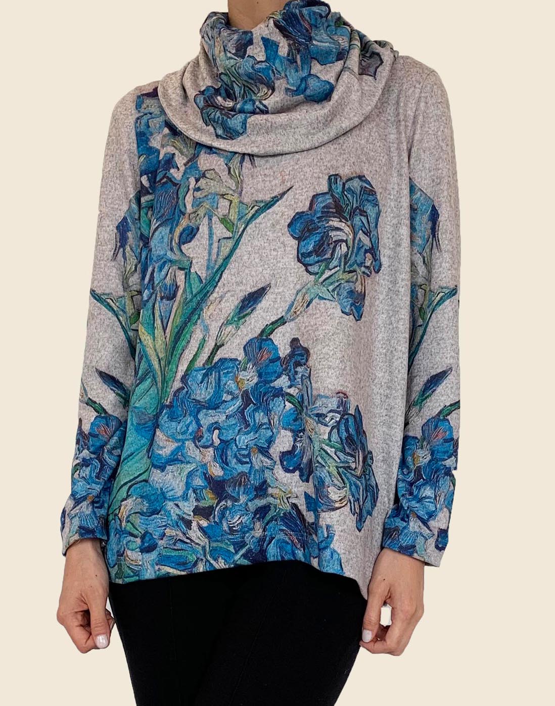 Saco Estampado Lirios y Cuello independiente