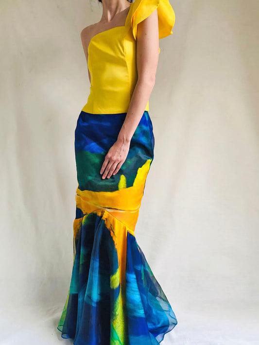 Falda Sirena y Top Arandela Estampado Arból