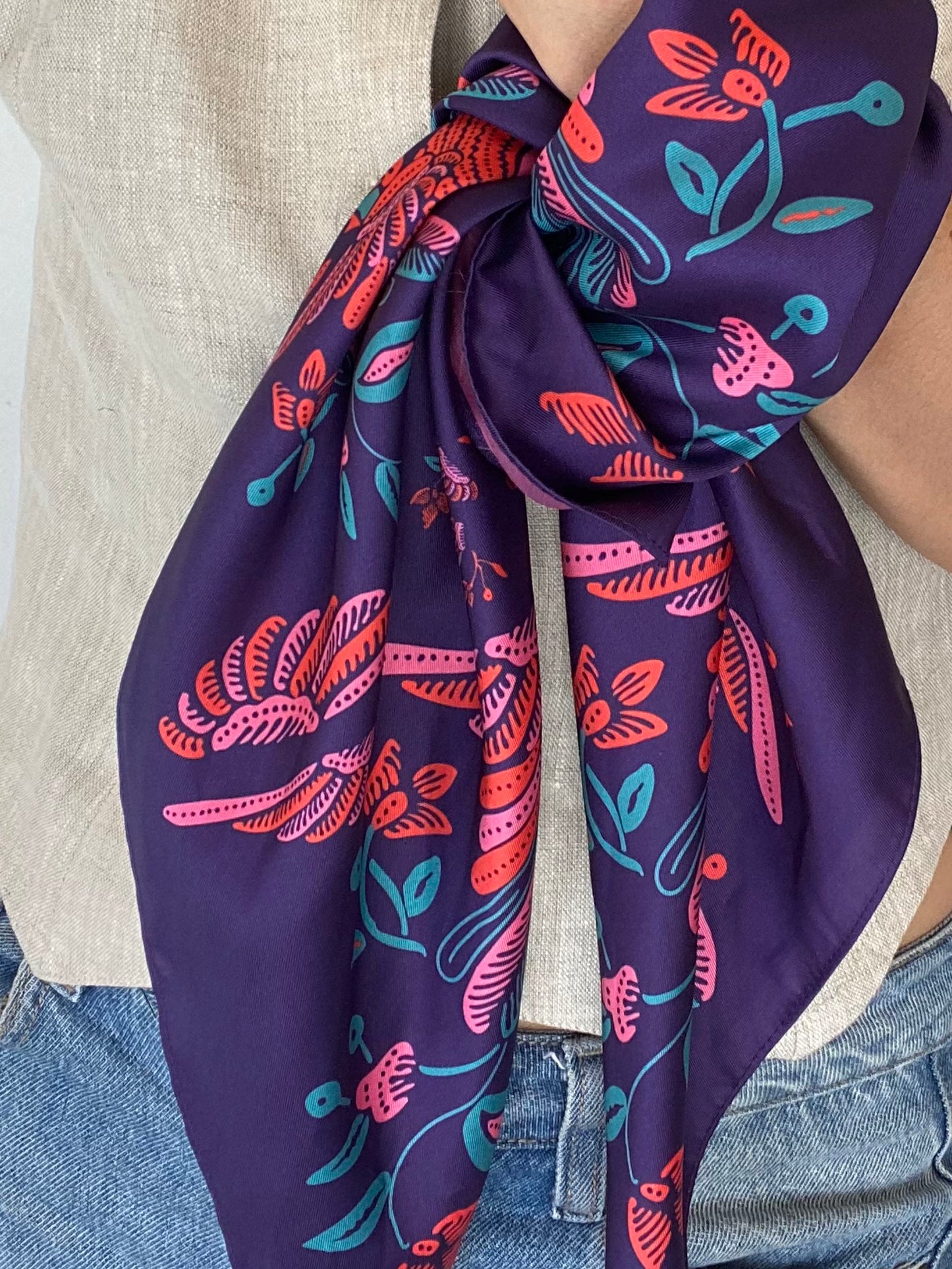Pañuelo Pájaros Elsa Azul- Rosa