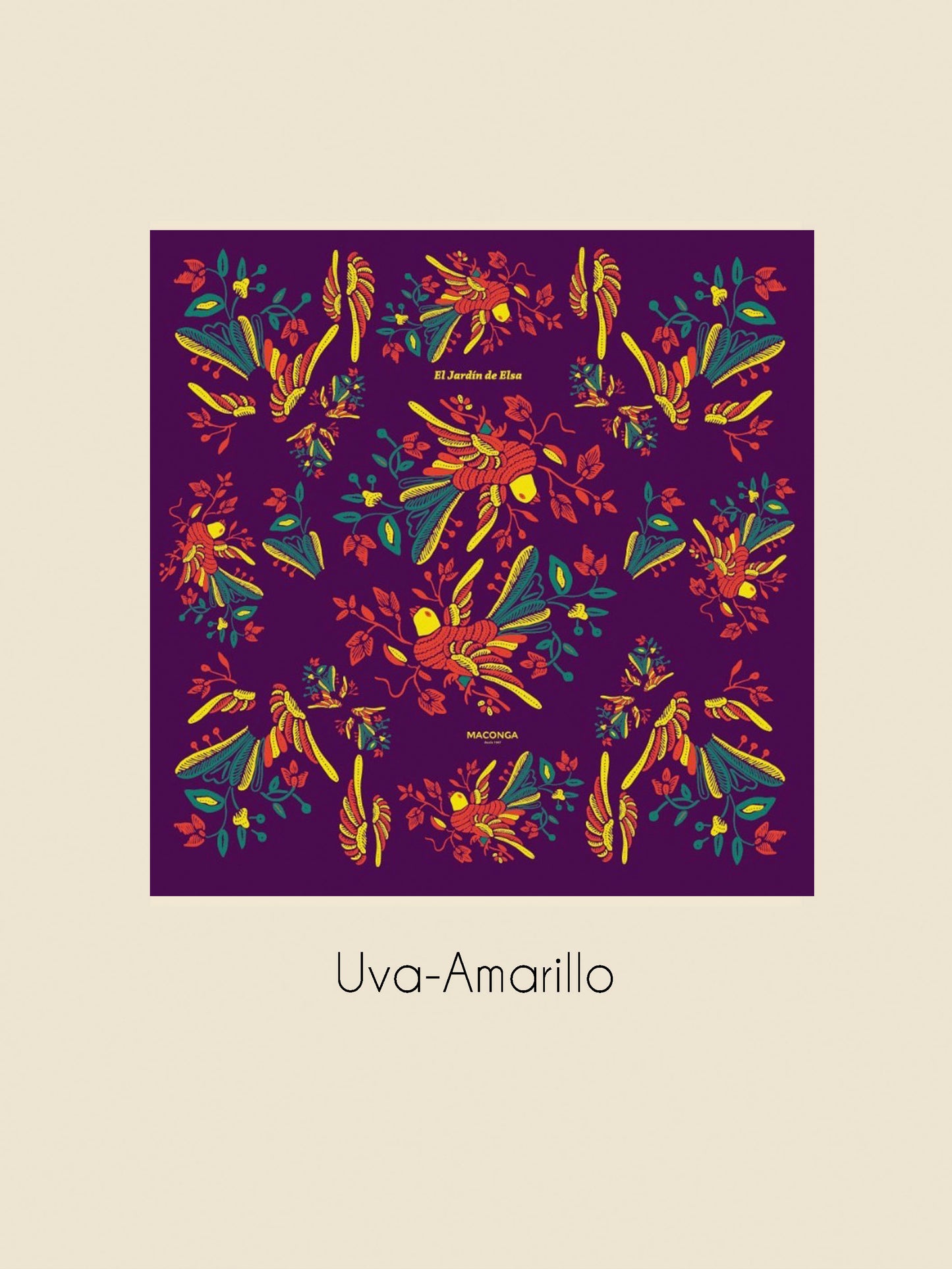Pañuelo Pájaros Elsa Uva-Amarillo