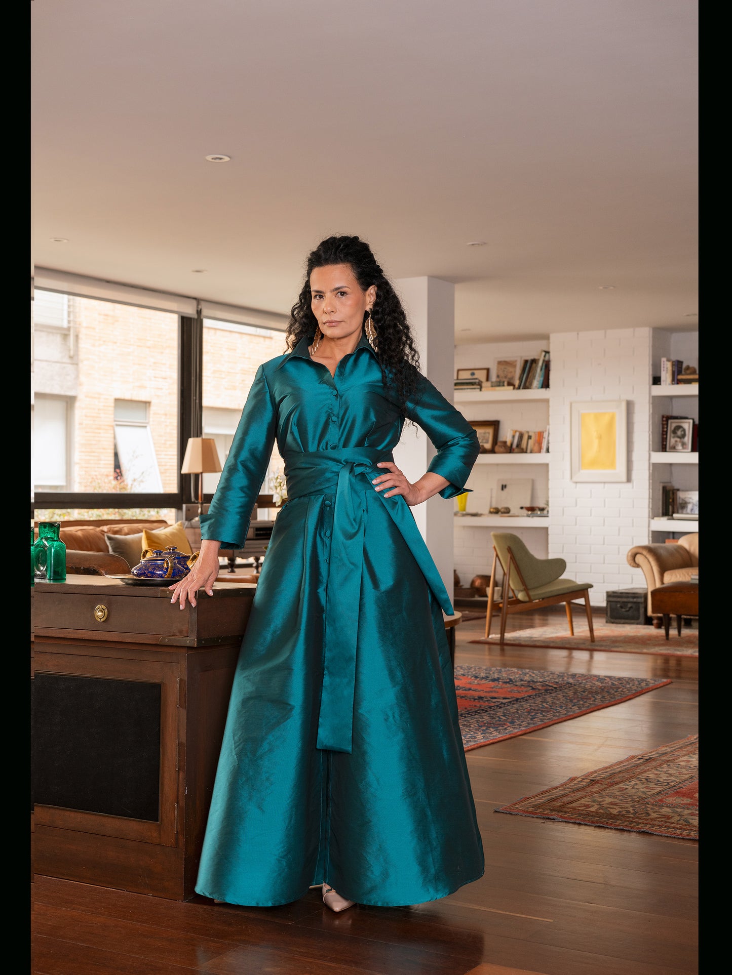 Vestido Camisero en Tafetán
