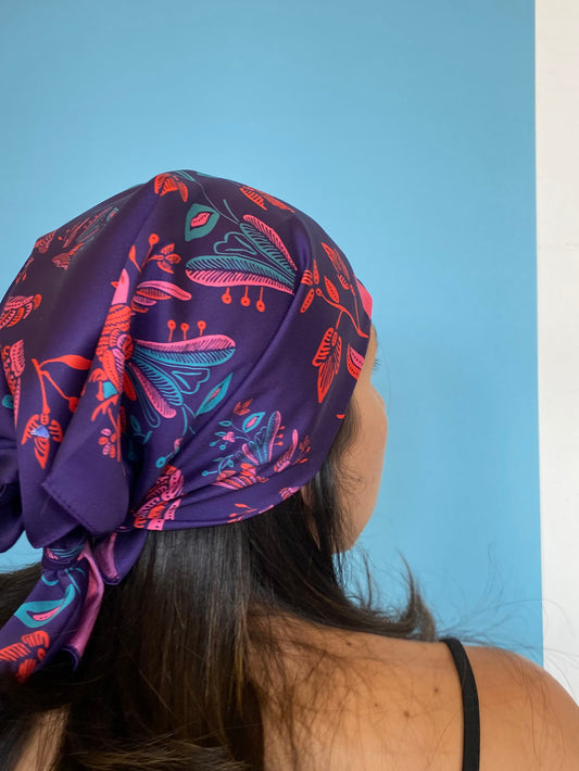 Pañuelo Pájaros Elsa Azul- Rosa