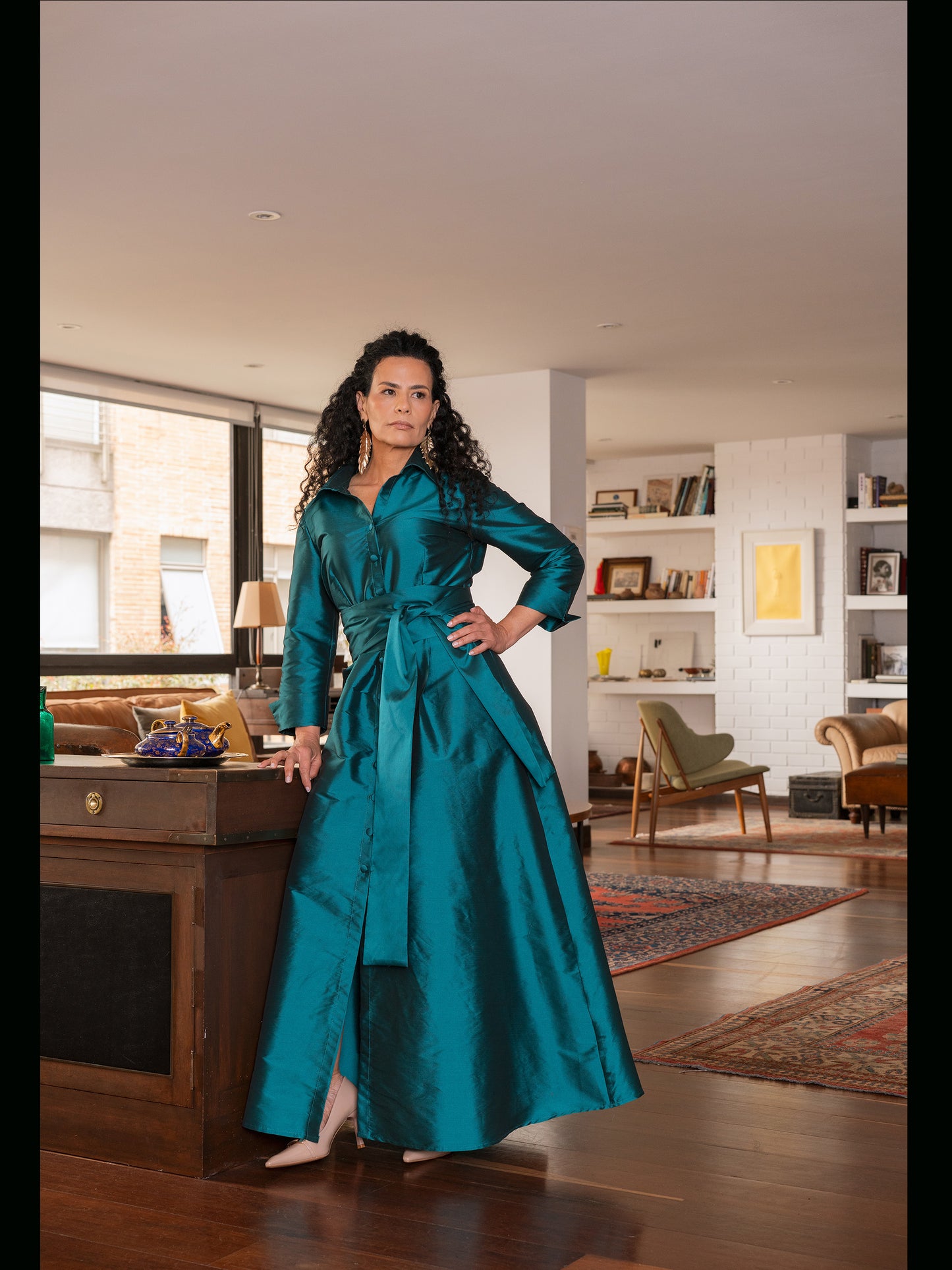 Vestido Camisero en Tafetán