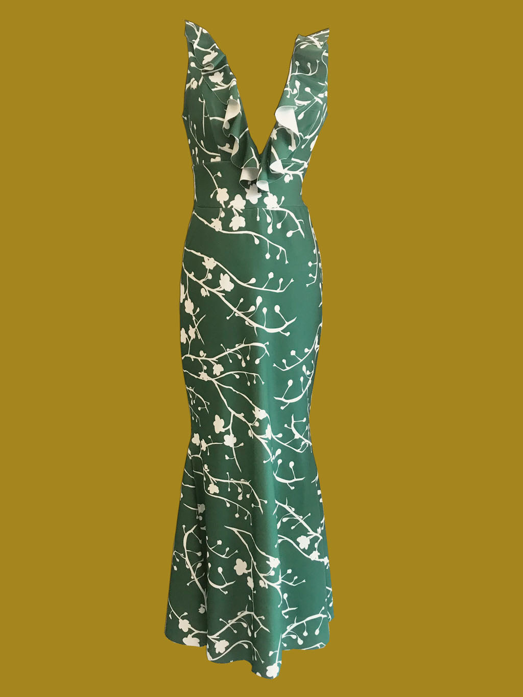 Kaytleen Dress Ramas blanco/verde Best-seller