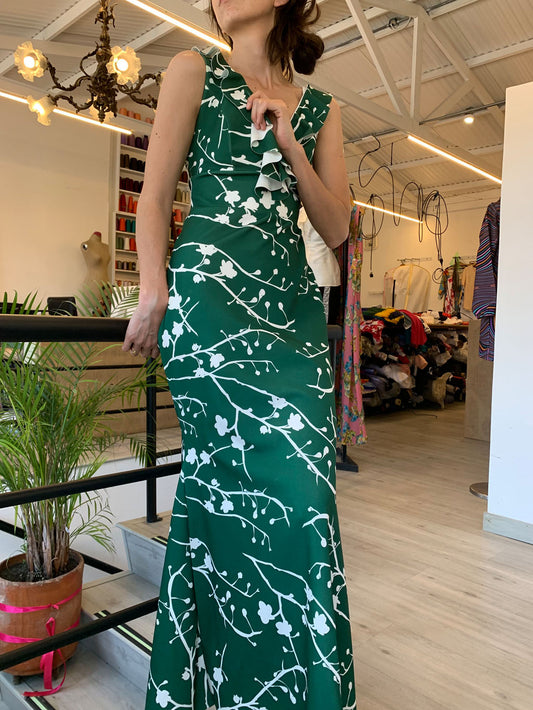 Kaytleen Dress Ramas blanco/verde Best-seller